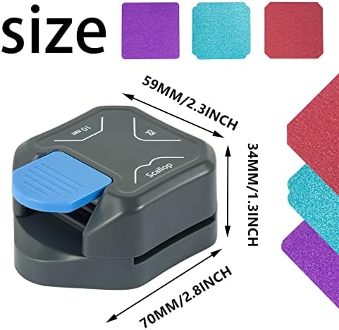 QIQQIKIN Corner Cutter 3 in 1 (R5+10MM+Scallop) Edge Rounder Punch, Paper Corner Punches for Paper Crafts, Picture Photo Clipper Laminating Scrapbook Chomper Business Card Making Junk Journal Supplies