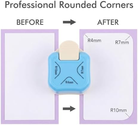 3 in 1 Corner Punch, 4mm, 7mm, 10mm Paper Corner Rounder for Laminated, Cardstock, Bullet Journal, Invitations, Gift Tags, Photocards, Business Cards, Scrapbooking