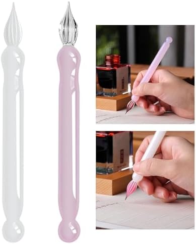 Short Glass Dip Pen Ergonomic Grip Glass Dip Pen for Beginner Artist Writing Sketching Journaling Scrapbooking