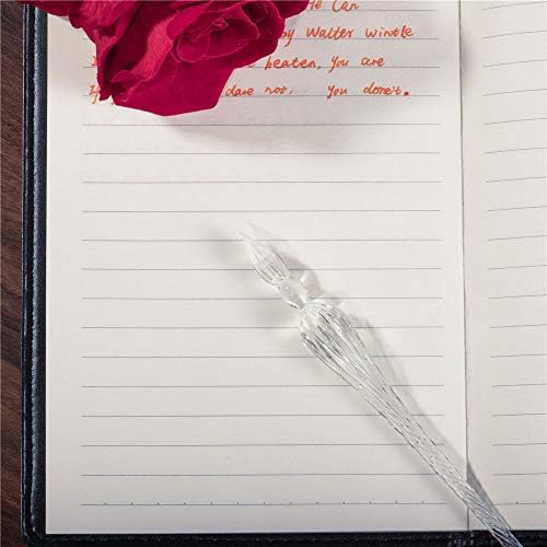 Handmade Glass Dip Pen Crystal Calligraphy Pen Signature Dipped Pen for Artist Women Men Teens,Writing Drawing Decoration Gifts (Transparent)