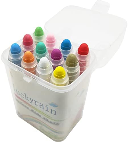 luckyrain Non-toxic Dustless Chalk With Holder for Kids Colored Chalk，12PCS