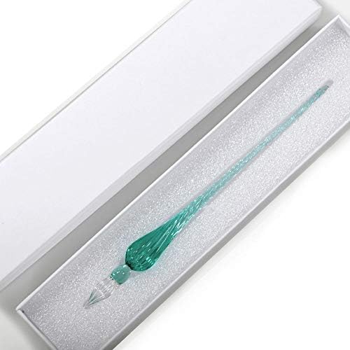 Handmade Glass Dip Pen Crystal Calligraphy Pen Signature Dipped Pen for Artist Women Men Teens,Writing Drawing Decoration Gifts (Ice green)