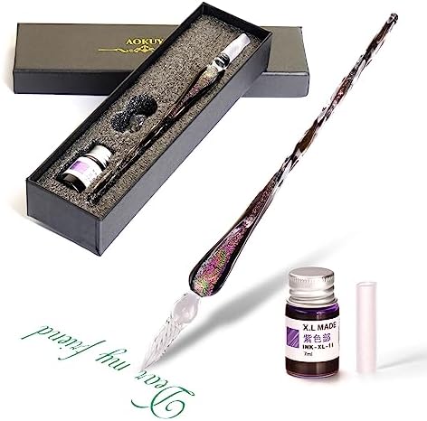 Glass Dip Pen Set,Calligraphy Pen,Crystal Signature Pen for Art, Writing, Signatures -Decoration and Business Gift