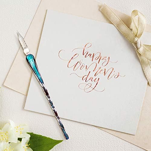 Glass Dip Pen Set,Calligraphy Pen,Crystal Signature Pen for Art, Writing, Signatures -Decoration and Business Gift