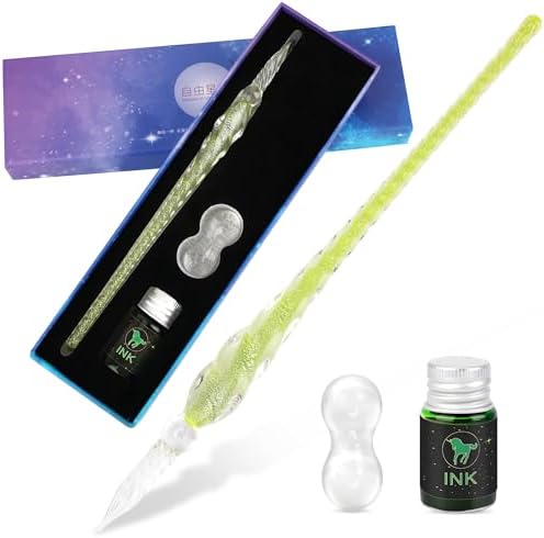 Luxiv Glass Dip Pen Set, Purple Crystal Pen With Ink, Holder, and Package