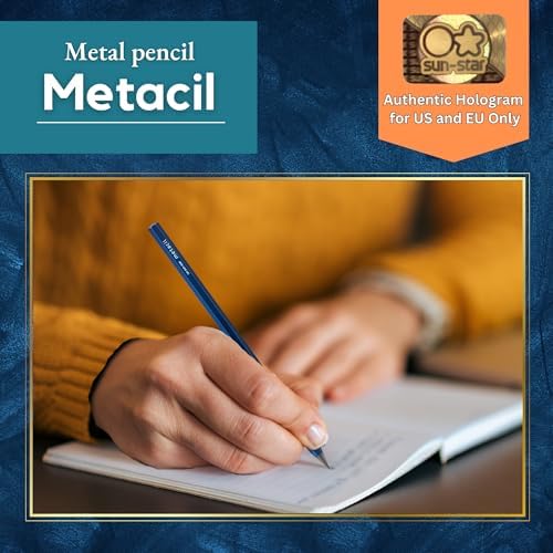 Sunstar Stationery Metacil Metallic Blue Pencil Authentic Hologram S4482662