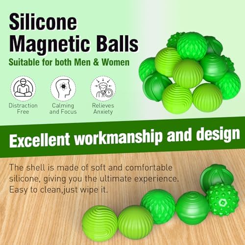 Silicone Magnetic Fidget Balls, Set of 6 Quiet Sensory Desk Toys for Adults