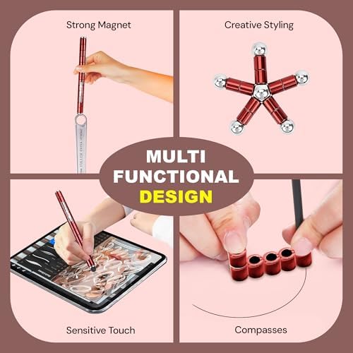 Magnetic Fidget Pen Teen Gifts, Cool Gadget for Men Teacher Appreciation Gifts Graduation Gift for Her Him Stress Relief Fidget for 13 14 15+ Year Old Boys Girls,Office Desk Accessories- Red