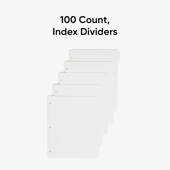Smead 89415 Three-Ring Binder Index Divider 5-Tab White - Image 3