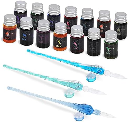 GOLDGE 19 Pieces Glass Dip Pen Ink Set