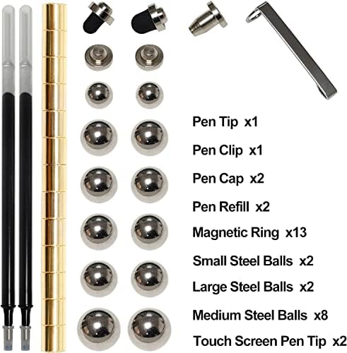 TTzycc Magnetic Pen,Fidget Pen with 13 Magnetic Rings,（Golden）
