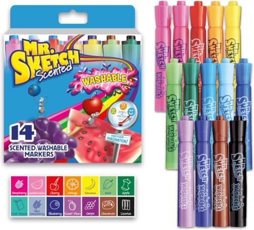 Mr. Sketch Scented Markers, Chisel Tip, Assorted Colors - Fun for Kids, Coloring, Spark Creativity, Arts & Crafts, 14 Count (Pack of 8)