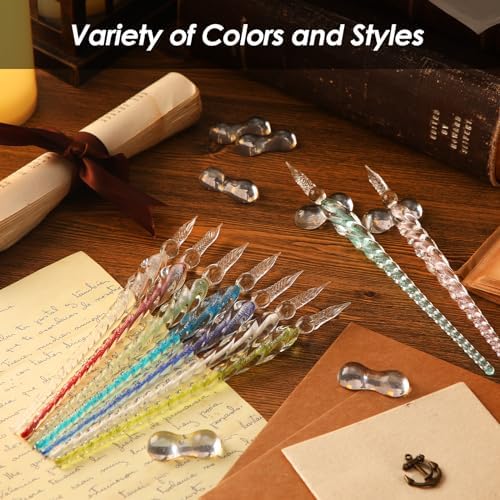 Outus 9 Pieces Glass Dip Pen Handmade Signature Pen