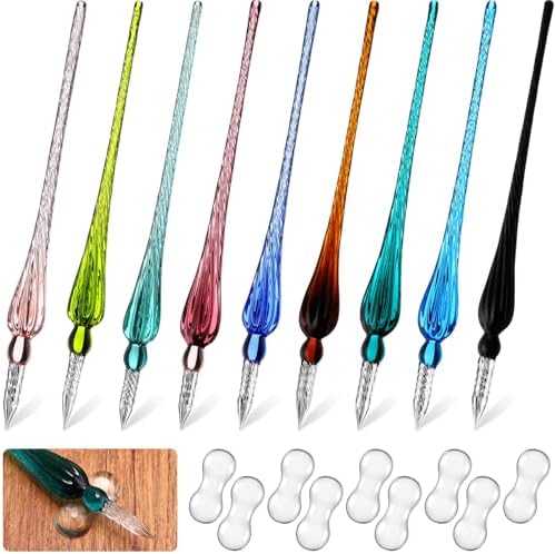 9 Pieces Glass Dip Pen Handmade Signature Pen, Popular Style, Bright Color