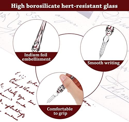 Zonon 6 Pcs Glass Dip Pen,Vintage Color,Fresh Style