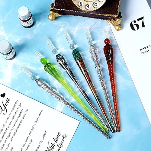 Zonon 6 Pcs Glass Dip Pen,Vintage Color,Fresh Style