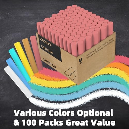 Red Chalk Bulk 100 Pack for Schools, 11 mm Chalkboard Chalk Sticks