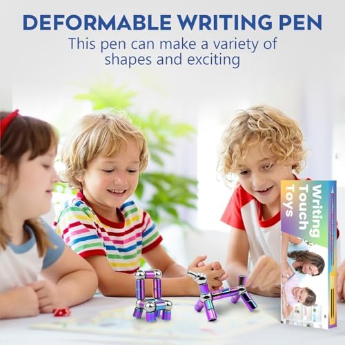Magnetic Fidget Pen – Writing Tool & Spinner Toy Combo with 13 Colorful Fun Rings, Stress Relief & Focus Gift for Kids 8+, Teens & Adults, Novelty Christmas Stocking Stuffer, Office & Study Toy