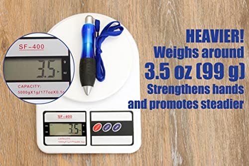 Weighted Pen for Hand Tremors Fat Pen for Arthritic Hands (Two Blue)