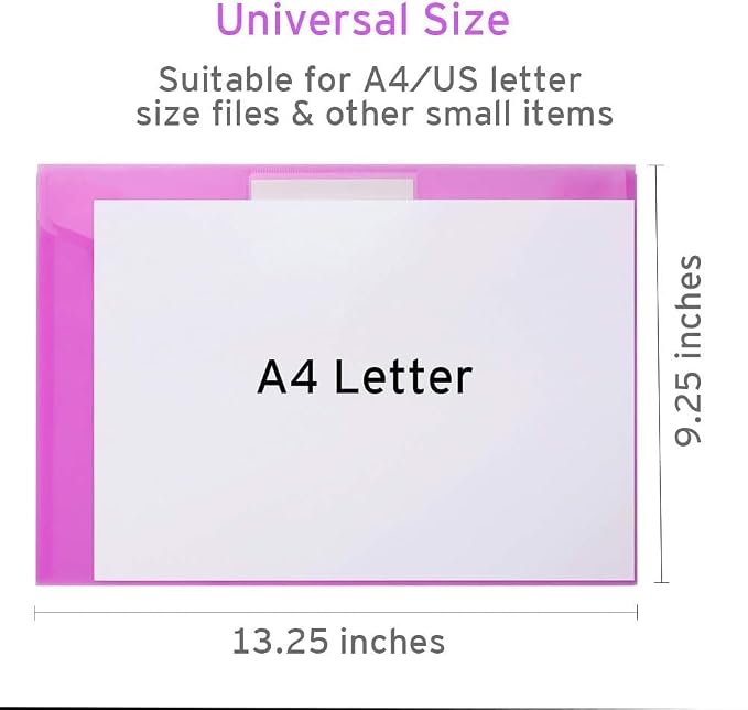 Sooez 48 Pack Folders Plastic Envelopes, Letter A4 Size Poly File Envelopes - Image 6