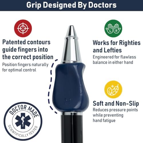 The Pencil Grip Heavyweight Pen, Weighted Ballpoint Pen with Patented Ergonomic Grip for Parkinson's, Essential Tremor, Arthritis and Hand Weakness, Refillable Metal Pen for Adults, Black, TPG-651