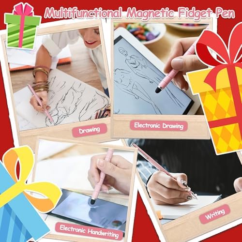 Magnetic Fidget Pen Cherry Pink – Cool Gadget for Teens Adults – Stress Relief Toy for Teens Boys Girls– Creative Deformation Pen – Unique Mother's Day Birthday Christmas Stocking Stuffers