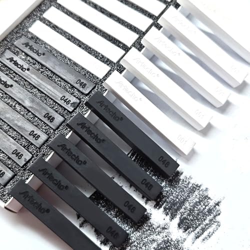 Artecho 12pcs Soft Pastels, 6 White and 6 Black