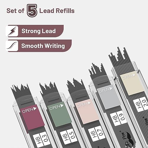 Mr. Pen- Art Mechanical Pencil Set, 5 Sizes (0.3, 0.5, 0.7, 0.9, 2.0mm)