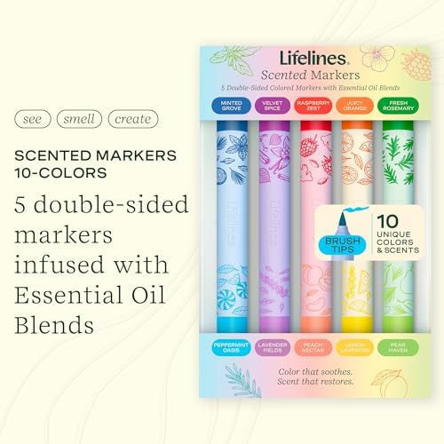 Lifelines Scented Colored Markers, 5 Double-Sided Markers
