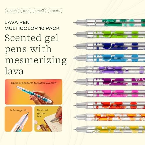 Lifelines Scented Lava Gel Pen Set, 10 Multi-Color Pack, 0.5mm