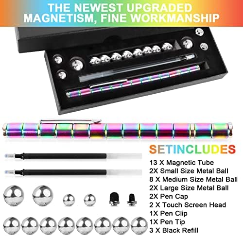 Magnetic Pen Fidget Toy, Rainbow Magnet Metal Writing Pen Toy for Anxiety Relief, DIY Multifunctional Decompression Pen for Adults, Idea Gift for Christmas Classroom Party Supplies