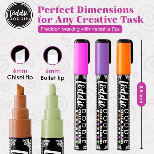 Loddie Doddie Liquid Chalk Markers, Window Markers, Earth Tones, 10 Pack
