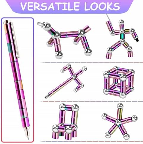 Magnetic Fidget Pen teen gifts - Cool Gadgets Gift for Men Dad, Modular Metal Stress Relief Toy for ADHD Anxiety, Creative Building Blocks Writing Stylus, Ideal Father's Day & Graduation Present