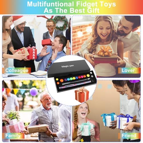 Magnetic Fidget Pen, Large Rainbow Modular Magnet Writing Tool for Adults, DIY Multifunctional Decompression Desk Toy, Unique Birthday Gift for Office, Holiday Present for 14 Years and Up