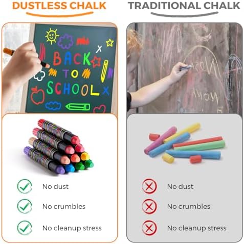 Dustless Chalk for Kids with Twist-Up Holders, 12 Washable Colors bulk