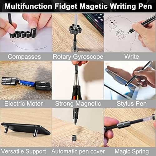 Magnetic Fidget Pen, Upgraded Black Modular Magnet Writing Tool for Adults, DIY Multifunctional Decompression Desk Toy, Unique Birthday Gift for Office, Holiday Present for 14 Years and Up