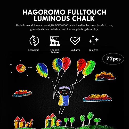 Hagoromo Fulltouch Luminous Chalk 1 Box, Non-Toxic, Dustless [72 Pcs/6 Color Mix]