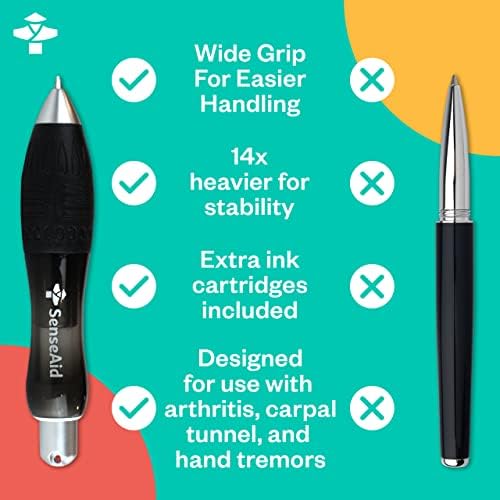 Fat Heavy Weighted Pens (2 Pack) | Large Grip Pens For Arthritis & Tremors