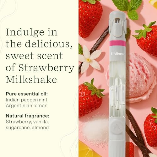 Lifelines Pen Diffuser, Strawberry Milkshake, 1mm Black Ballpoint Pen
