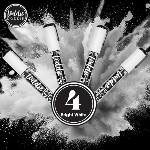 Loddie Doddie Liquid Chalk Markers, Chalk Markers for Glass, White, 4 Pack