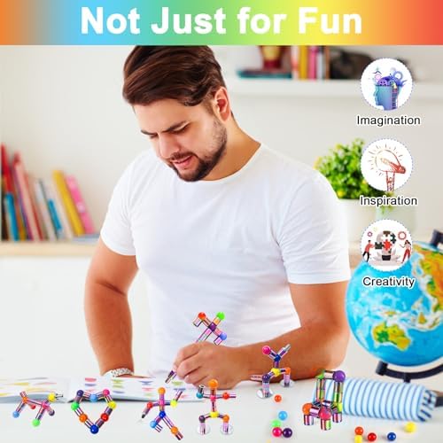 Magnetic Fidget Pen, Upgraded Rainbow Modular Magnet Writing Tool for Adults, DIY Multifunctional Decompression Desk Toy, Unique Birthday Gift for Office, Holiday Present for 14 Years and Up