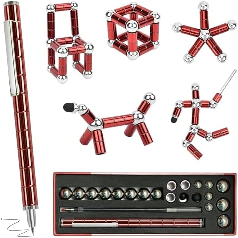 Magnetic Fidget Pen Teen Gifts, Cool Gadget for Men Teacher Appreciation Gifts Graduation Gift for Her Him Stress Relief Fidget for 13 14 15+ Year Old Boys Girls,Office Desk Accessories- Red