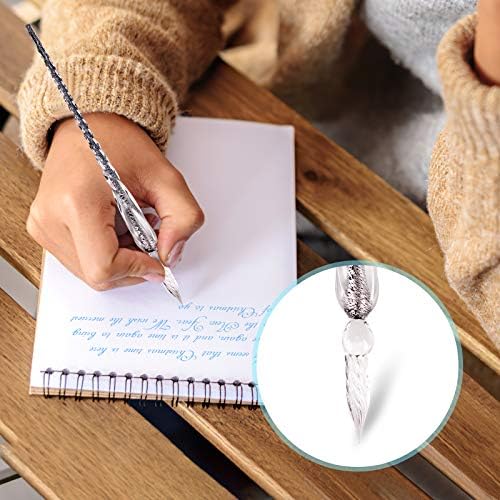 Glass Dip Pen Set,Calligraphy Pen,Crystal Signature Pen for Art, Writing, Signatures -Decoration and Business Gift