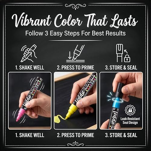 Loddie Doddie Chalk Markers, Liquid Chalk Pens, Reversible Tips, 24 Pack
