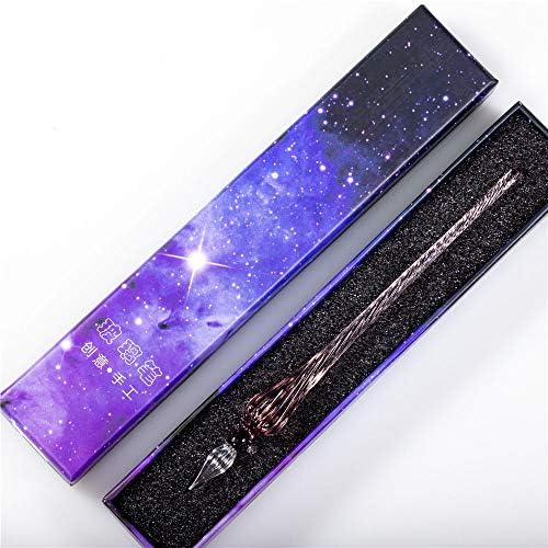 Handmade Glass Dip Pen Crystal Calligraphy Pen Signature Dipped Pen for Artist Women Men Teens,Writing Drawing Decoration Gifts (Light Purple)