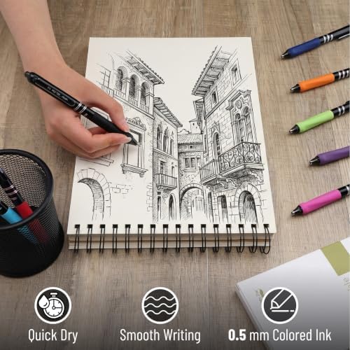 Mr. Pen- Retractable Gel Pens, 8 Pack, 0.5mm Fine Point, Colorful Ink