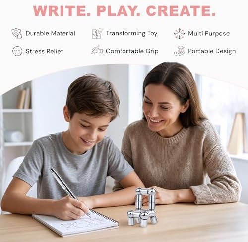 Magentic Fidget Pen, Gifts For Teen Boys Fathers, Teacher Appreciation & Birthday Gift For Men Women Him Her Teenage Boys, Cool Gadget Toys For Adults Office Desk Accessories, Silver