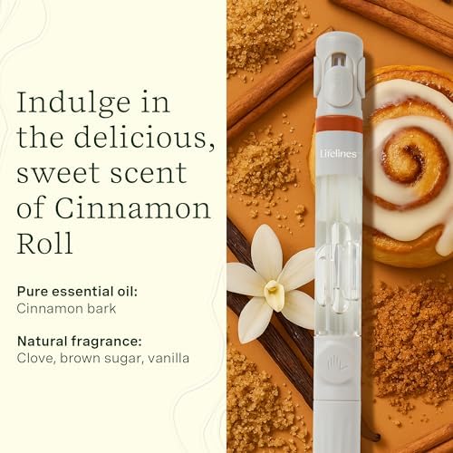 Lifelines Pen Diffuser, Cinnamon Roll, 1mm Black Ballpoint Pen