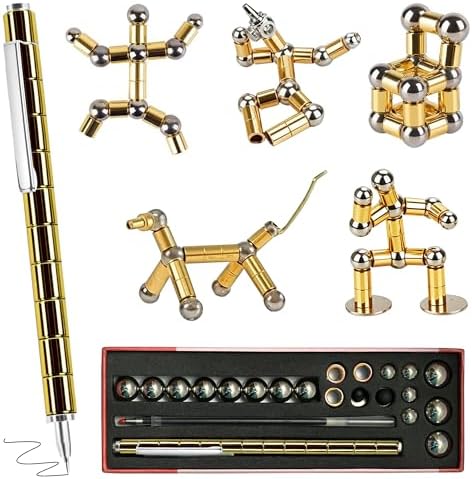 Magnetic Fidget Pen Teen Gifts, Cool Gadget for Men Teacher Appreciation Gifts Graduation Gift for Her Him Stress Relief Toy for 13, 14, 15+ Year Old Boys Girls,Office Desk Accessories- Gold