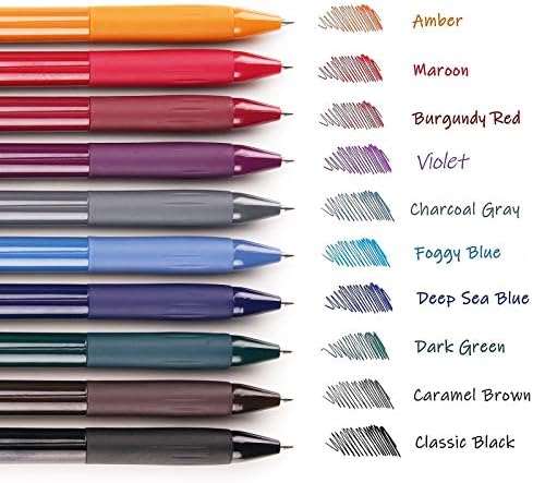 WRITECH Retractable Gel Pens Quick Dry Ink Pens Fine Point 0.5mm 10 Assorted Unique Vintage Colors For Journaling Drawing Doodling and Notetaking (Vintage 1)